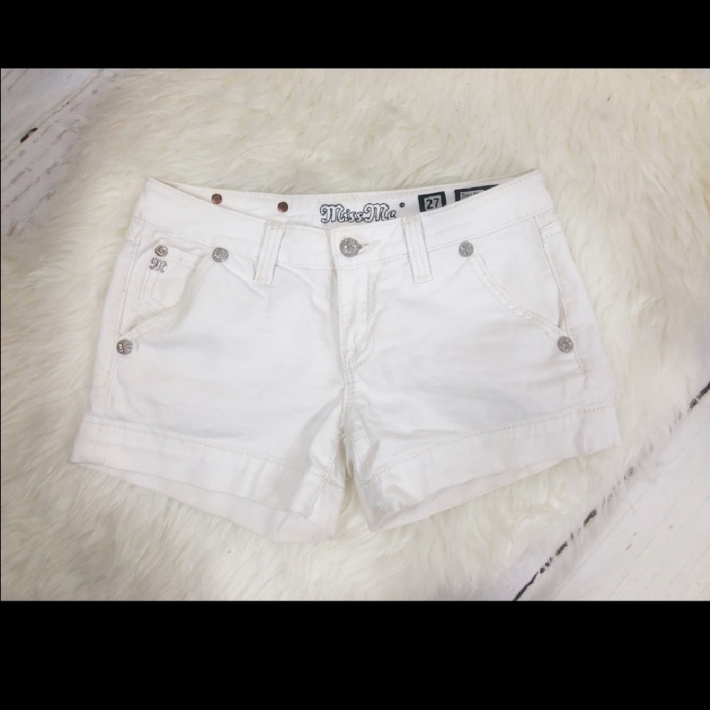 White miss me shorts 27
